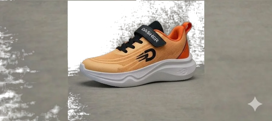 Dasher shoe in orange, side profile